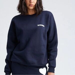NWT SPRWMN NAVY COTTON LOGO SWEATSHIRT size S